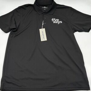 Vansport Mens Five Keys Performance Polo Shirt Black Short Sleeve Size SM‎ NWT